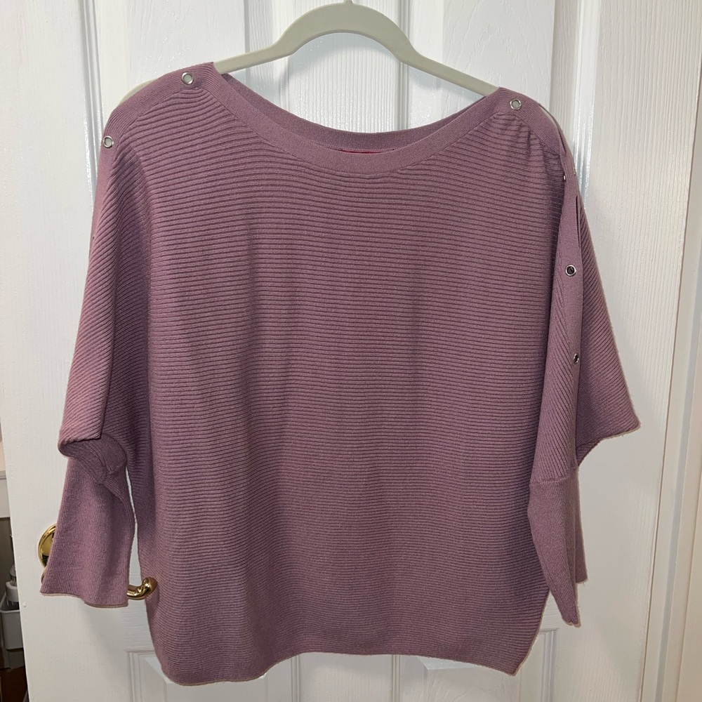 Purple Ribbed Sweater with Button Accents - Picture 1 of 4